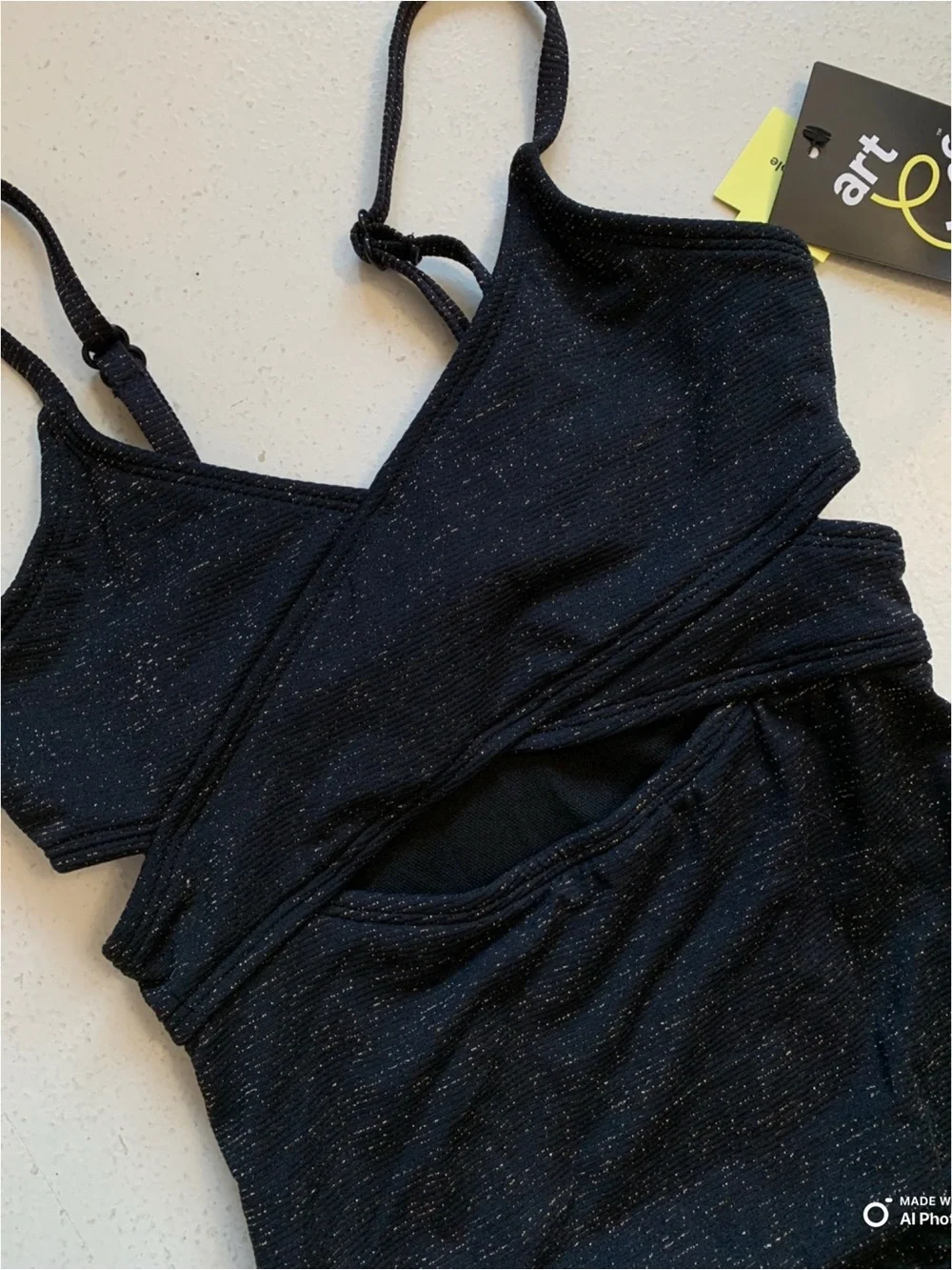 Art Class Black & Gold Cutout One Piece Swimsuit Girls Size XS NWT